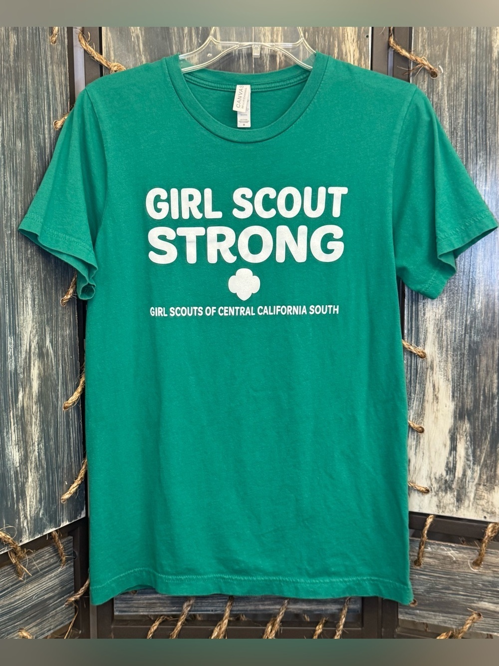 Bella Canvas Emerald Green Tee with White "Girl Scout Strong" Graphic